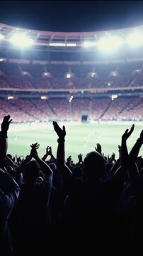 Spectators at the stadium are watching a football match.