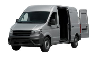 Spacious cargo van featuring a sliding side door and double rear doors.