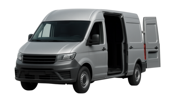 Spacious cargo van featuring a sliding side door and double rear doors.