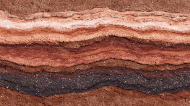 Stunning photo of seamless rammed earth clay texture tile top view natural red brown layers wall ground for surface mapping architecture game design 2d flat.