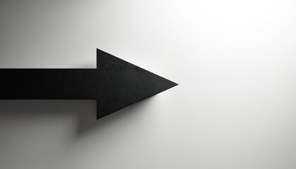 Solid black arrow points left with sharp geometric edges on a clean white background. Minimalist graphic symbol conveys direction, movement, or a signpost for progress.