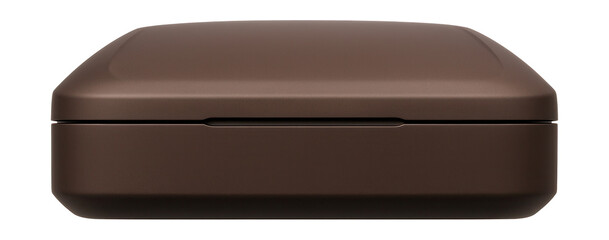 Matte brown flat roof box with a sleek design and top access.
