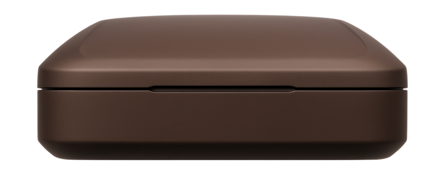 Matte brown flat roof box with a sleek design and top access.