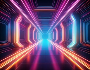 abstract light tunnel a mesmerizing futuristic corridor bathed in a radiant glow of neon colors the glowing lights create a sense of depth and mystery