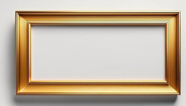 rectangular minimalist gold frame with a sleek design ideal for modern decor and displaying artwork or photos isolated on white background