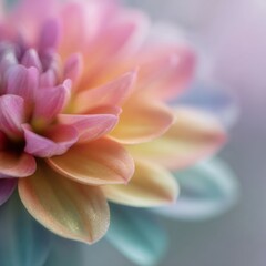 Soft pastel dahlia macro with delicate petals and dreamy blurred background. A gentle floral close-up ideal for beauty, wellness, spring design, and elegant branding.