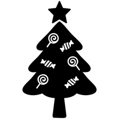 Christmas tree minimalist simple hand drawing element