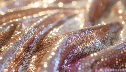 Sparkling Sequin Fabric Shimmers with Bokeh Lights.