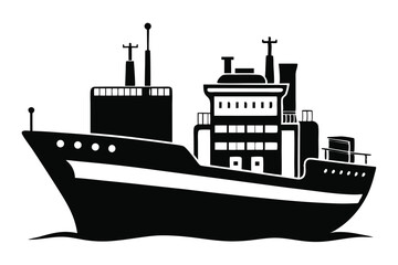 Obraz premium A black cargo ship sailing smoothly on water is depicted in format