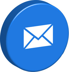 A 3D blue button with a white envelope letter for messages and email communication.