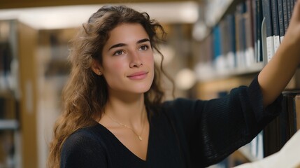 A library staff member organizing books on tall archive racks, rare manuscripts protected in climate-controlled aisles — knowledge preservation, archival workflow, and quiet academic atmosphere.
