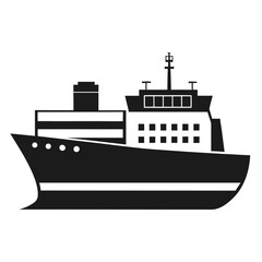 Obraz premium A simple monochrome ship icon represents a vessel on the water in form