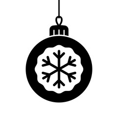 Hanging Christmas tree ball. Black silhouette. Front and side view. Vector simple flat graphic illustration. Isolated object on a white background. Isolate.