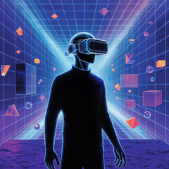 Fototapeta premium Human Figure Lost in The Matrix