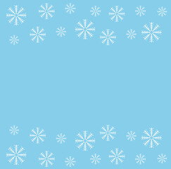 Blue background with horizontal borders of white snowflakes