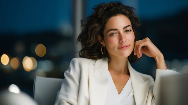 A new manager sitting at their upgraded desk for the first time, adjusting their nameplate and taking a reflective breath before leading their inaugural team meeting — leadership milestone,