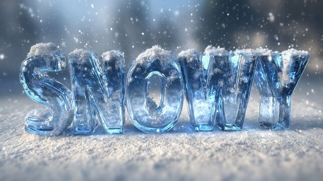 3d visualization ice text effect, the word Snowy