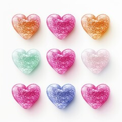 Fototapeta premium Glitter pattern cute of 3d jelly heart shape candy confectionery.