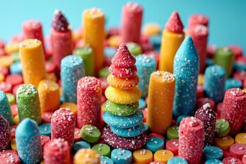 Candy City: A Colorful Aerial View of a Sweet Treat Wonderland