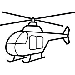 Black outline depicts a stylized helicopter with rotor, cabin, and skids