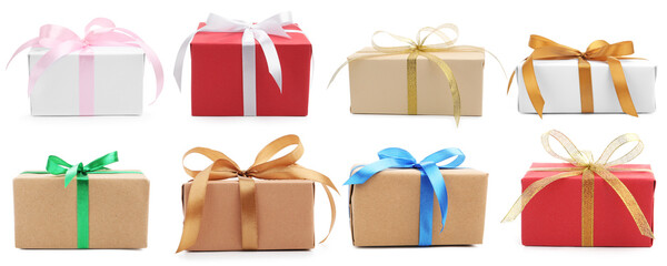 Set of gift boxes isolated on white