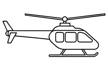 Black outline shows a cartoon helicopter, featuring rotor blades and landing skids