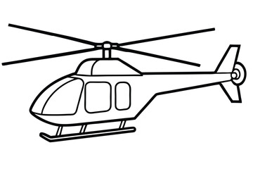 Black outline shows a helicopter in flight, presenting rotor blades and landing skids