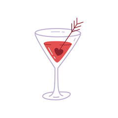 Romantic Cocktail with Heart Garnish Illustration
