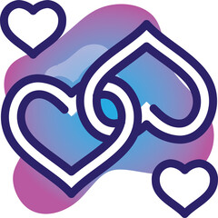 Intertwined Hearts Symbolizing Love and Connection With A Purple Blue Gradient Abstract Shape Background