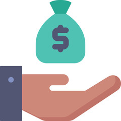 Hand Offering Green Money Bag With Dollar Symbol Flat Design Illustration Transparent Background