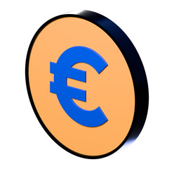 Obraz premium 3D euro symbol illustration for financial marketing, euro currency on light orange disc, modern finance design element, currency icon for business, investment