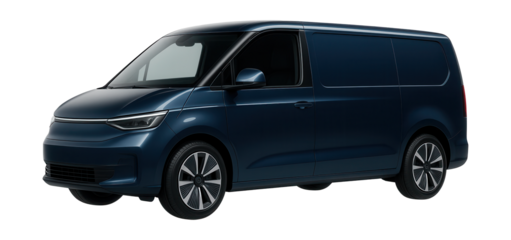 Electric city van featuring quiet tires and frameless windows.