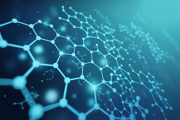 Abstract molecular structure background with connected dots and lines representing science technology and medical innovation in a modern concepts.