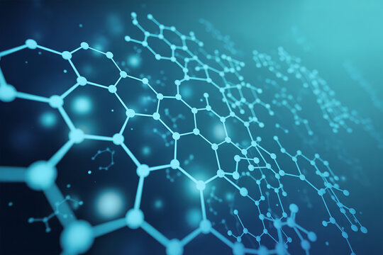 Abstract molecular structure background with connected dots and lines representing science technology and medical innovation in a modern concepts.