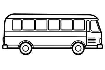 Bold black outline defines a simple bus showcasing several rectangular windows neatly arranged