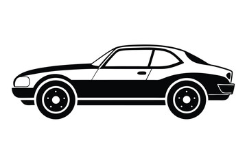 Bold monochrome vintage car silhouette shows classic styling and striking appeal with its design