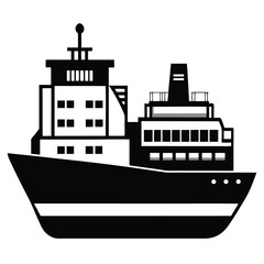 Obraz premium Large black and white cruise ship with symmetrical design dominates the completely