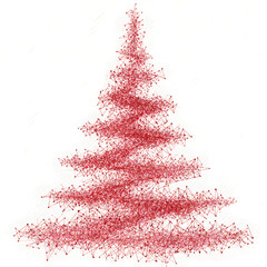 Red christmas tree isolated on white background