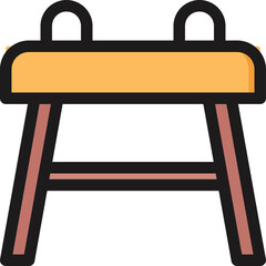 Gymnastics Pommel Horse Equipment With Orange Top And Red Legs Isolated On White Background Simple Flat Icon Illustration