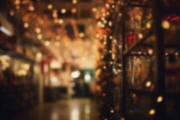 Obraz premium Christmas blurred interior background with light, AI generated image