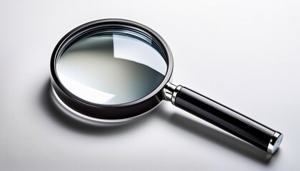 Fototapeta premium a sleek magnifying glass with a black handle perfect for investigations reading fine print or enhancing curiosity about details white background