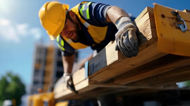 delivery truck transporting building materials on highway, logistics and supply chain concept in motion