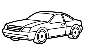 Outlined modern sport coupe with bold styling is presented in simplistic monochrome form