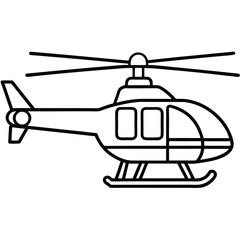 Simplified black outline presents a detailed helicopter side profile on a white backdrop