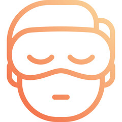 Icon of a closed eye face wearing a sleeping mask with a gradient from orange to pink on a transparent background representing rest and relaxation