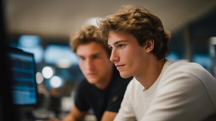 A team of aerospace engineers evaluating torque output in a prototype electric aircraft propeller, watching real-time thrust and rotational load graphs in a cleanroom lab — aerospace innovation,