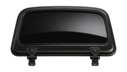 Detachable sunroof featuring latch clips and fiberglass design.