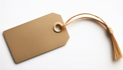blank price tag with string ideal for labeling products or items in retail crafts or organization isolated on white background