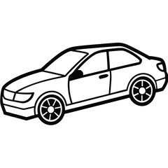 White car features a black outline in this simple side view drawing