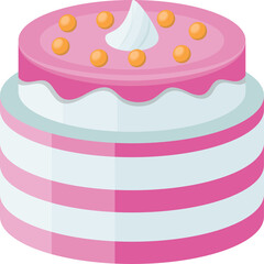 Two Tier Pink And White Cake With Cream And Orange Sprinkles Isolated On Transparent Background Delicious Dessert For Celebrations Birthday Party